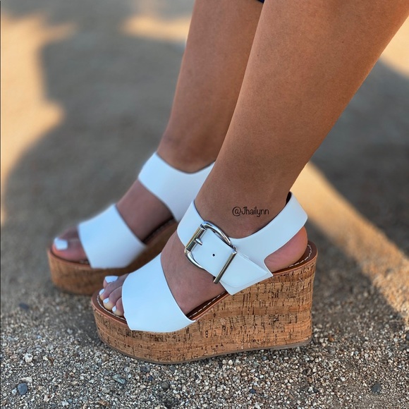 Fabutiq Shoes - White wedge platform sandal